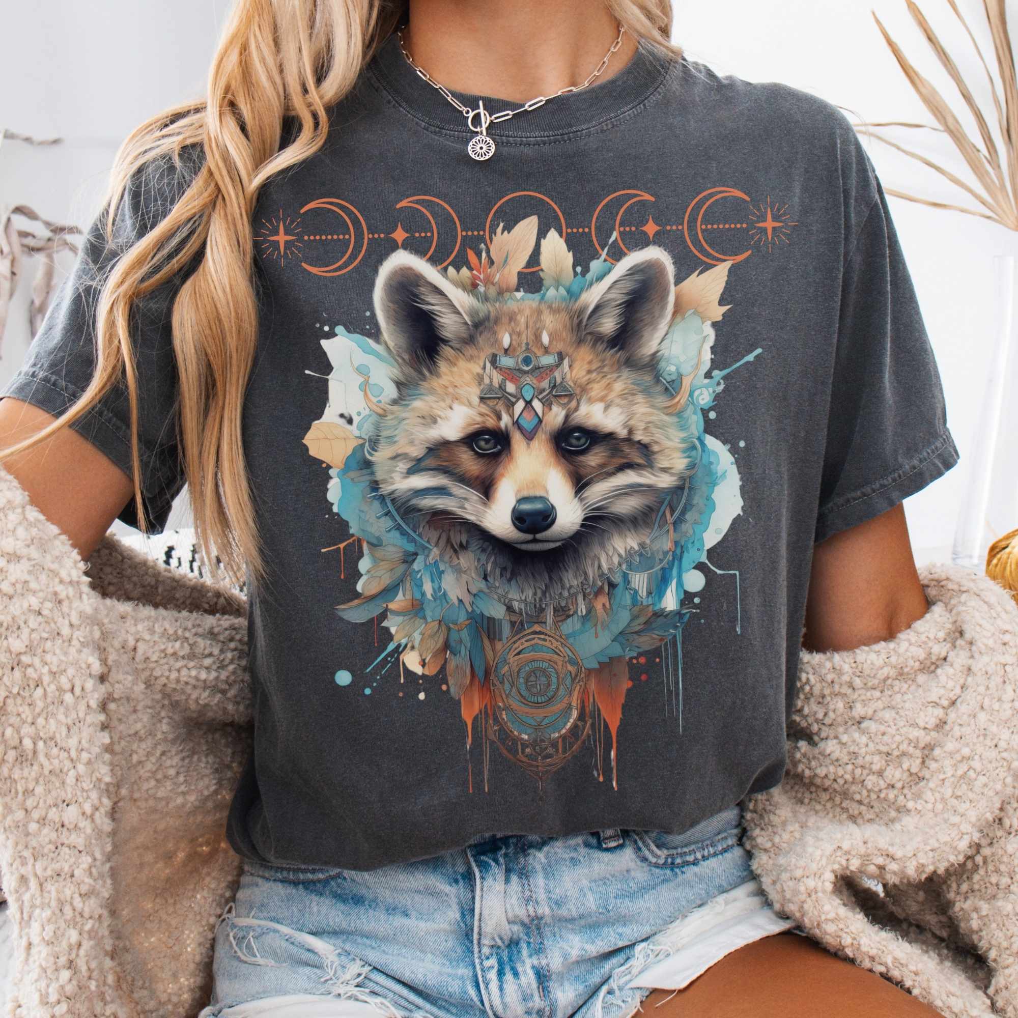 Mystical Raccoon T-Shirt Best Gift For Girl