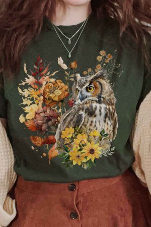 Owl Cottagecore T-Shirt Best Gift For Girlfriend