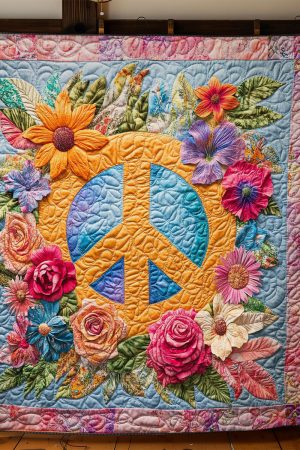 Peace Sign Garden Quilt Blanket Best Presents For Girlfriend