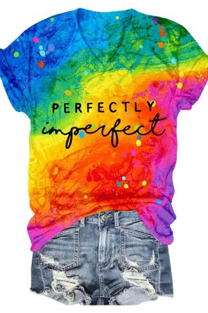 Perfectly Imperfect Tie Dye V-Neck Tee Christmas Gifts For Women