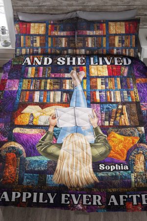 Personalized Book Lovers Quilt Bedding Set Cozy Reading Gifts Ideas