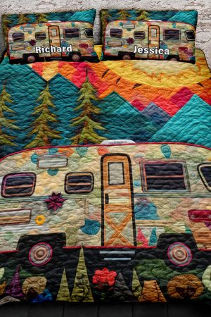 Personalized Camping Lovers Quilt Bedding Set Special Line Gift For Camping Lovers