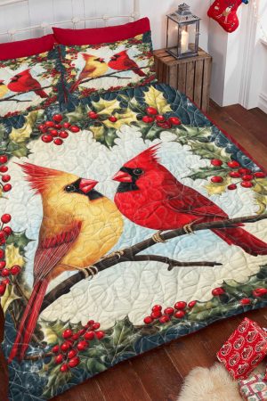 Personalized Cardinal Quilt Bedding Set Special Line Gift For Her