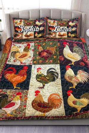 Personalized Chicken Lovers Quilt Bedding Set Special Line Best Gifts Ideas