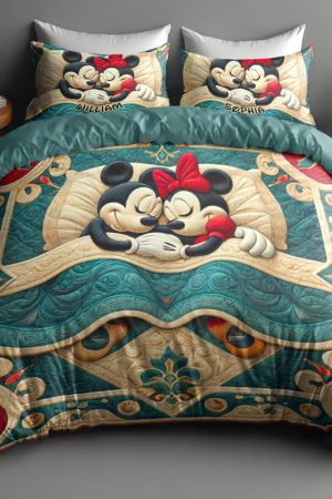 Personalized Couple Quilt Bedding Set Special Line Anniversary Gifts For Couples