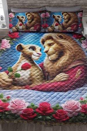 Personalized Couple Quilt Bedding Set Special Line Gifts For Older Couples