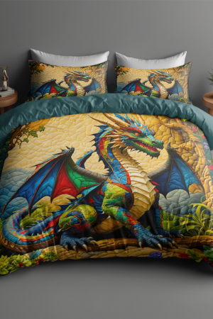 Personalized Dragon Quilt Bedding Set Dragonfly Themed Gifts
