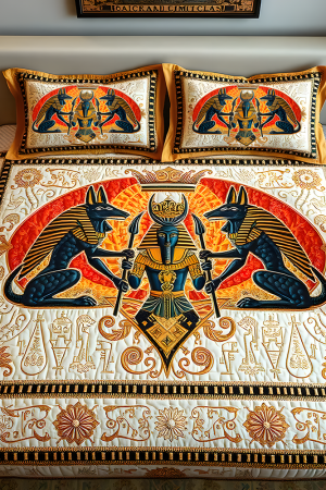 Personalized Egyptian Culture Lovers Quilt Bedding Set Egypt God & Hieroglyph Pattern