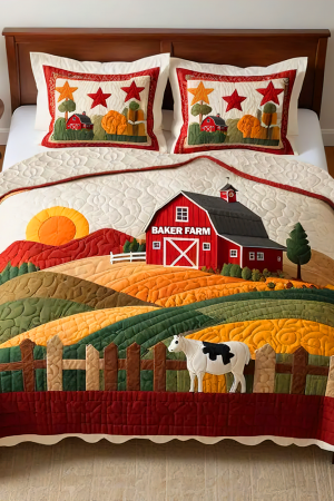 Personalized Farmer Quilt Bedding Set Peaceful Farm House Best Gift Ideas