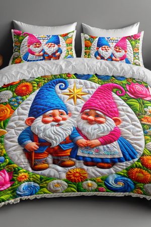Personalized Gnome Couple Quilt Bedding Set Special Line Gift Experiences For Couples