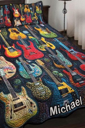 Personalized Guitar Lovers Quilt Bedding Set Special Line Acoustic Vibe Gifts For Guitar Players