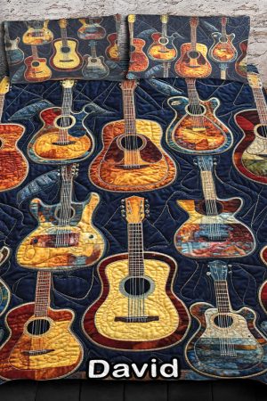 Personalized Guitar Lovers Quilt Bedding Set Special Line Acoustic Vibes Gifts For Guitar Players