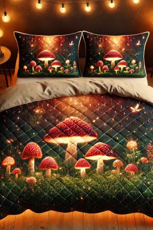 Personalized Mushroom Lovers Quilt Bedding Set Special Line Best Gift For Her