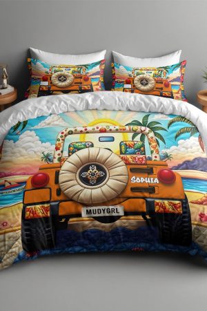 Personalized Off Road Lovers Quilt Bedding Set Adventure Ready Best Gift Ideas