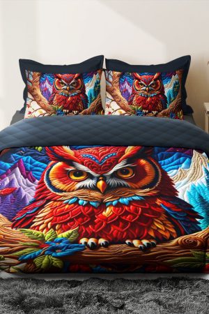 Personalized Owl Quilt Bedding Set Best Gift Ideas
