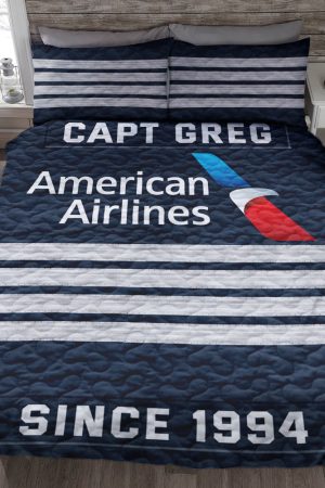 Personalized Pilot Quilt Bedding Set Custom Rank & Airline Logo Gift For Fan