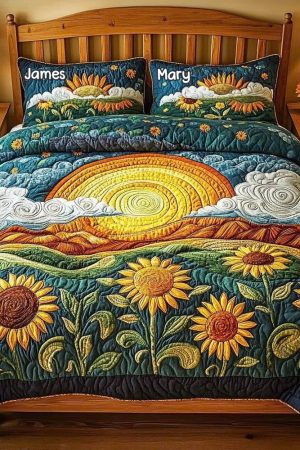 Personalized Sunflower Lovers Quilt Bedding Set Special Line Best Gift For Sunflower Lovers