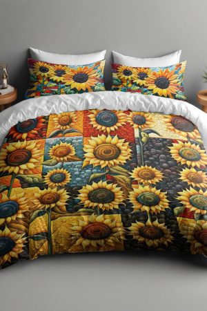 Personalized Sunflower Lovers Quilt Bedding Set Special Line Best Gift Ideas