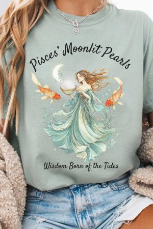 Pisces' Moonlit Pearls Zodiac T-Shirt Best Gift For Girlfriend