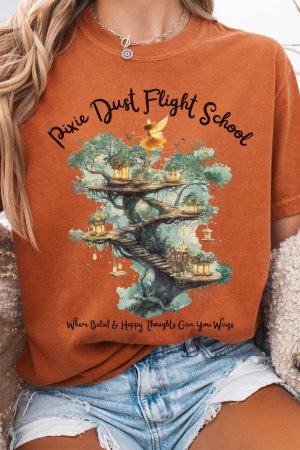 Pixie Dust Flight School Peter Pan T-Shirt - J M Barrie Gift For Women