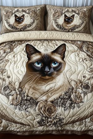 Siamese Cat Quilt Bedding Set Special Line Gift For Siamese Cat Gifts For Cat Lovers