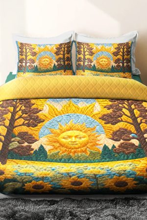 Sunflower Quilt Bedding Set Perfect Gift For Floral Lovers