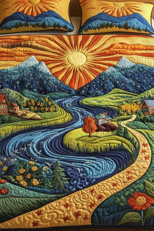 Sunshine Meadow Landscape Quilt Bedding Set Best Gift Ideas