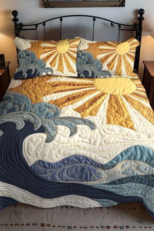 Sunshine Quilt Bedding Set Ocean Sunrise Ultimate Gift For Beach And Sunrise Enthusiasts