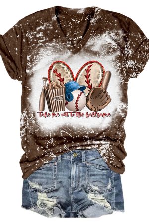 Take Me Out To The Ballgame Tie Dye V-Neck Shirt Baseball Coach Gift Ideas