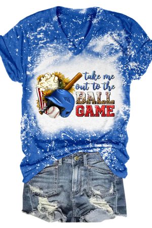 Take Me To The Ball Game Tie Dye V-Neck Shirt Baseball Christmas Gifts