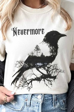 The Raven Nevermore T-Shirt Edgar Allan Poe Gift For Girl