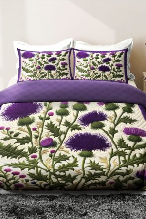 Thistle Flowers Quilt Bedding Set Best Gift Ideas