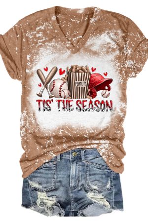 Tis' The Season Baseball Tie Dye V-Neck Shirt Best Gift For Baseball Lover