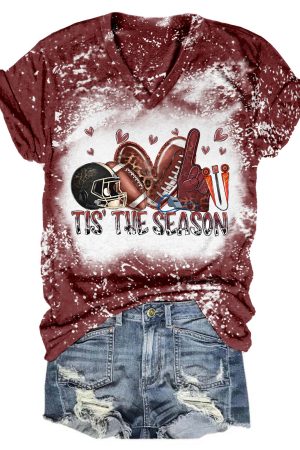 Tis' The Season Football Tie Dye V-Neck Shirt Gift Ideas For Football Players
