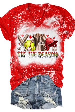 Tis' The Season Sport Tie Dye V-Neck Shirt Gifts For Baseball Players