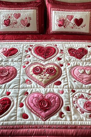 Velvet Charm Heart Quilt Bedding Set Best Gift Ideas
