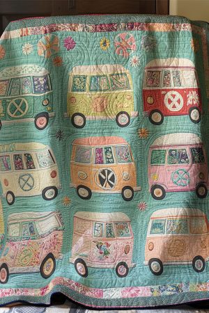 Vintage Camper Quilt Blanket Gift For Camper