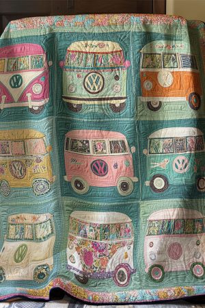 Vintage Camper Quilt Blanket Gifts For People With Campers