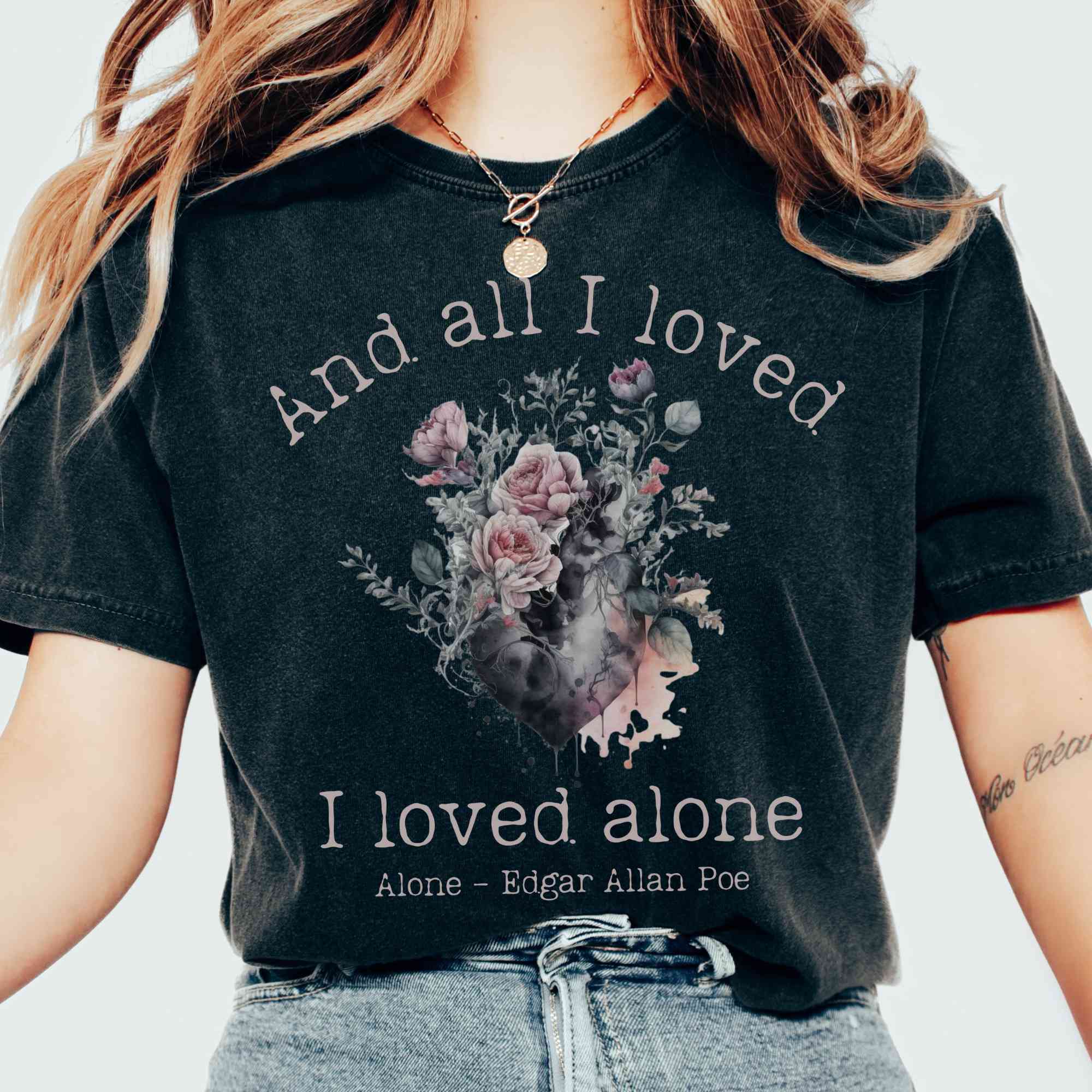 Vintage Edgar Allen Poe T-Shirt – All I Loved I Loved Alone T-Shirt Best Gift For Girlfriend