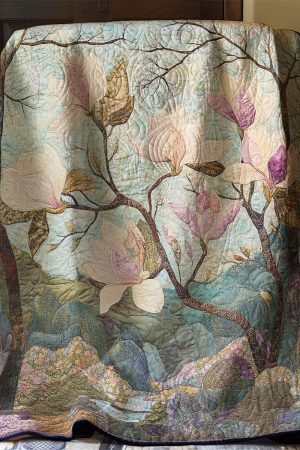 Vintage Magnolia Blooming Quilt Blanket Unique Gifts For Flower Lovers
