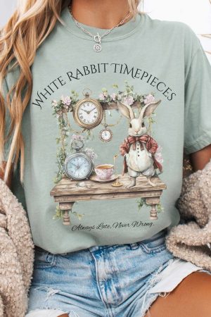 White Rabbit Timepieces T-Shirt Alice In Wonderland Gift For Girl