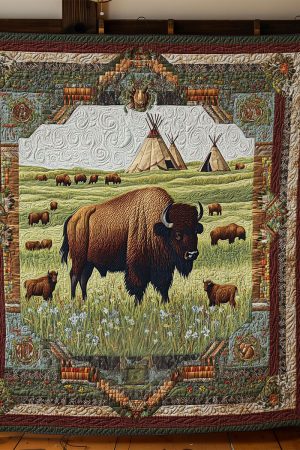 Wilderness Bison Quilt Blanket Cute Blankets For Girlfriend