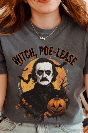 Witch Poe-Lease Edgar Allan Poe Halloween T-Shirt Gift For Girl