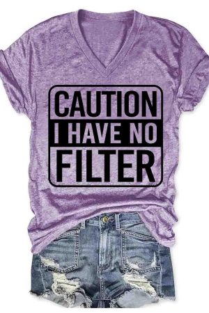 Women Caution I Have No Protection V-Neck V-Neck Shirt Best Gifts For Women