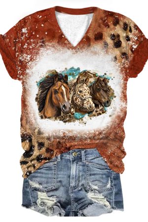 Women's Leopard Horse Print Top Horse Gifts For Women