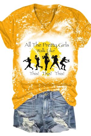 Women's Softball Print Tie Dye V-Neck Shirt Gifts For Women