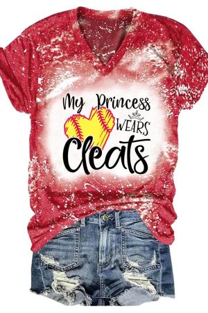 Women's V Neck Softball Tie Dye Print V-Neck Shirt Great Gift Ideas For Women