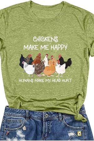 Chickens Make Me Happy Humans Make My Head Hurt Shirt Funny Sayings T-Shirt Gifts For Her
