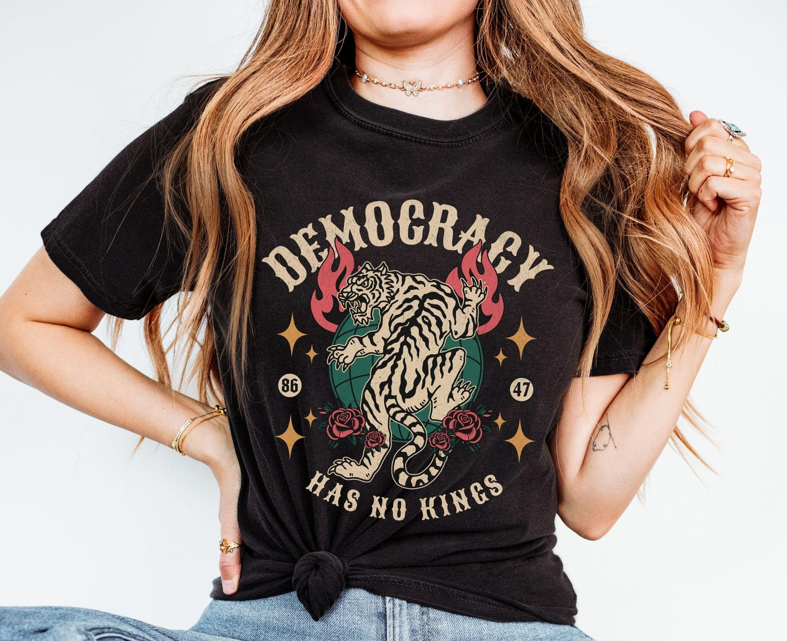 Democracy Has No Kings Shirt 8647 Anti Trump T-Shirt FDT Gifts For Women’s