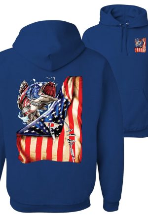 Fishing American Flag Hoodie Patriotic Clothing Gifts For Fishing Lovers